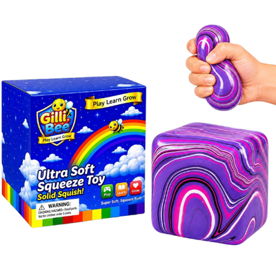 Marble Squeeze Cube 2 inch Purple - Slow Rise Sensory Toy | Purple marble squeeze cube, slow rise rebound, stress relief fidget toy for kids and adults, non-toxic TPR, ASTM tested