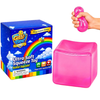 Clear Squeeze Cube 2inch Pink - Ice Touch Sensory Toy | Pink clear squeeze cube, ice touch sensation, stress relief fidget toy for kids and adults, non-toxic TPR, ASTM tested